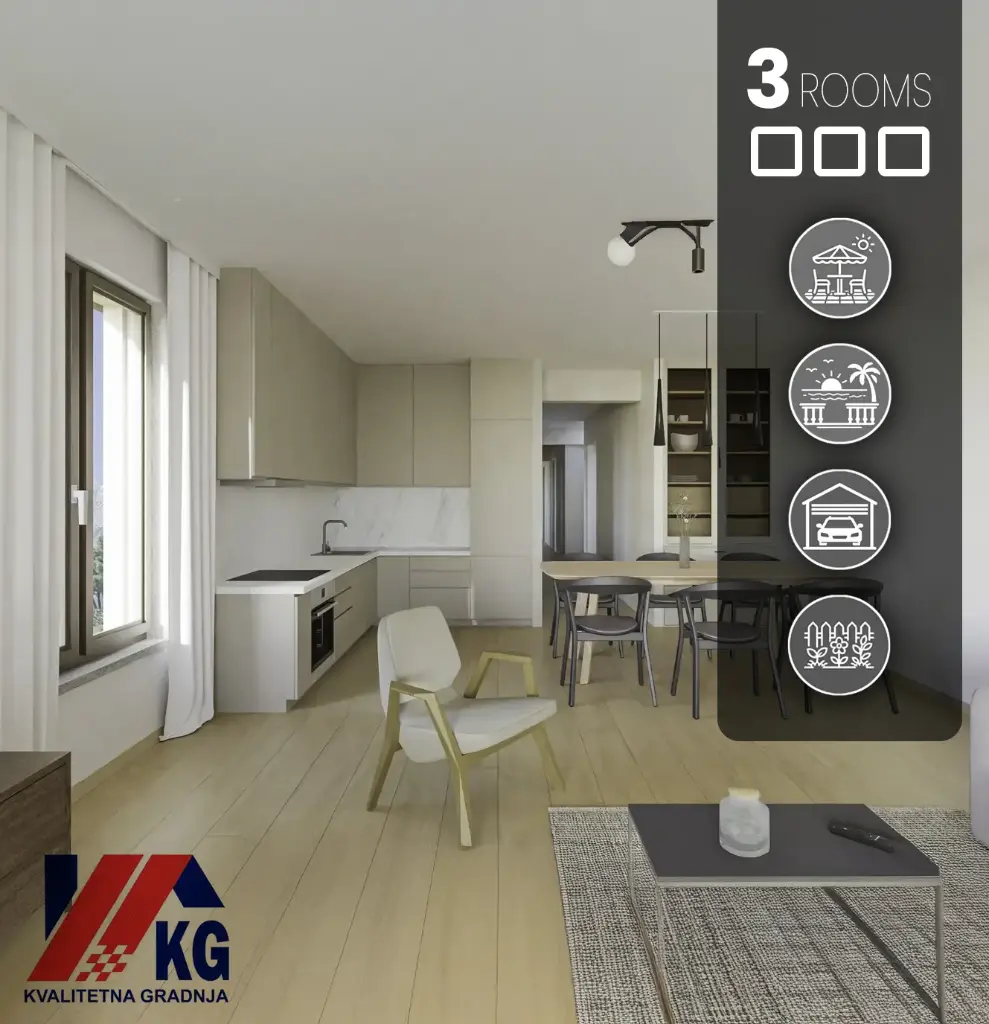 Exklusive Ferienwohnung: letzte bezugsfertige Vierzimmerwohnung mit Garten, Meerblick und Dachpoolzugang in erster Meereslinie – Marina 