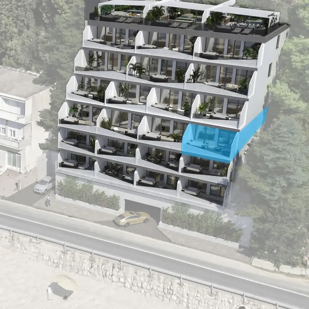 Luxuriöses Drei-Zimmer-Apartment in erster Reihe zum Meer – Krilo Jesenice S104