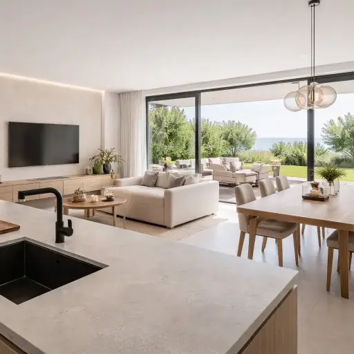 Exklusive Ferienwohnung: letzte bezugsfertige Vierzimmerwohnung mit Garten, Meerblick und Dachpoolzugang in erster Meereslinie – Marina 